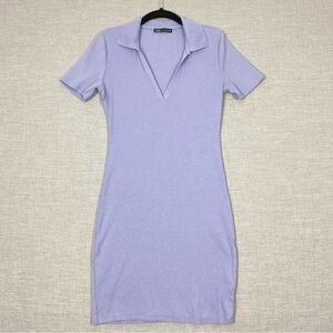 Zara Form Fit Mini Dress with Polo Collar Size Medium Purple